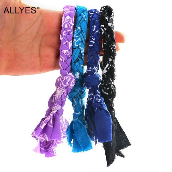

charm bracelets allyes bohemian bandana braided fabric for women fashion ethnic trend knotted bracelet bangle female jewelry gifts, Golden;silver