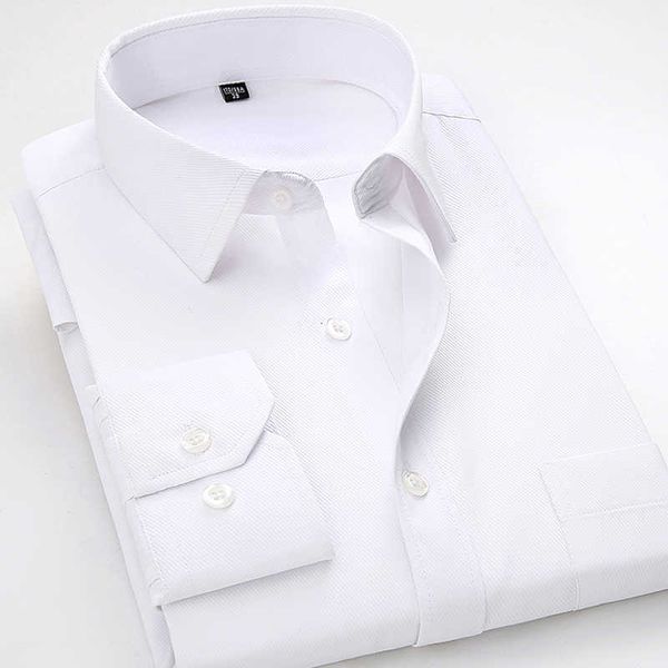 

style mens shirts long sleeve casual solid twill male white dress shirt formal work office menswear camisa masculina4xl 210609, White;black