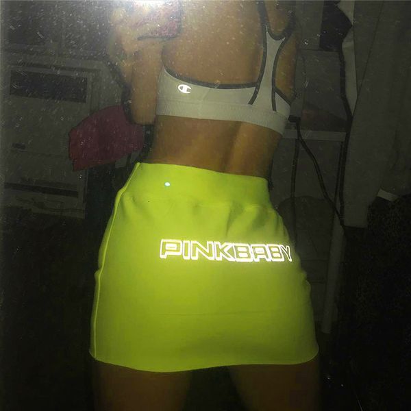 

nightclub women skirts sets reflective letter cotton skirt hip wrap style tracksuits 2 pieces bodycon outfit, White