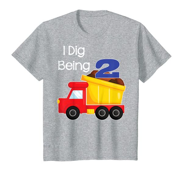 

kids i dig being 2 t shirt - dump truck birthday party, White;black