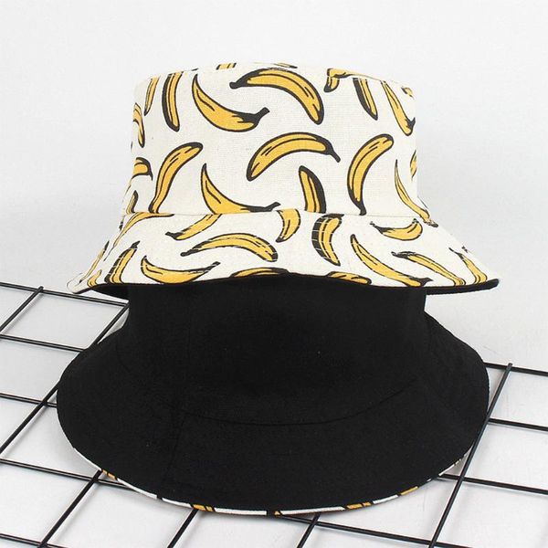 

cloches panama bucket hat men women summer cap banana print yellow kpop bob hip hop gorros fishing fisherman, Blue;gray