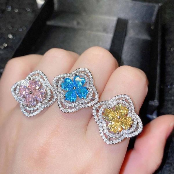 

wedding rings 2021 trend flower inlay dazzling crystal zircon vintage fine jewelry for women engagement anniversary gifts, Slivery;golden