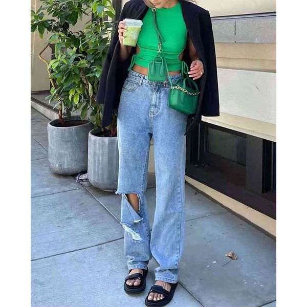 

women's jeans ripped woman high waist baggy denim pants fashion mom vintage blue straight trousers streetwear loose j7it