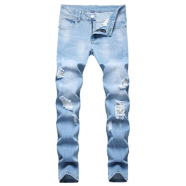 

men's jeans 2021 features ripped jeans, slim fit youth stretch, Blue