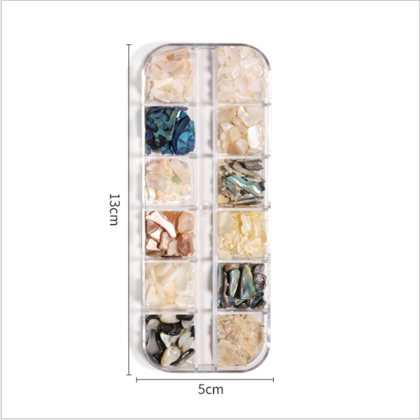 

nail art decorations 12 color mixed shell stone jewelry abalone fragments ultra thin japanese style pieces, Silver;gold