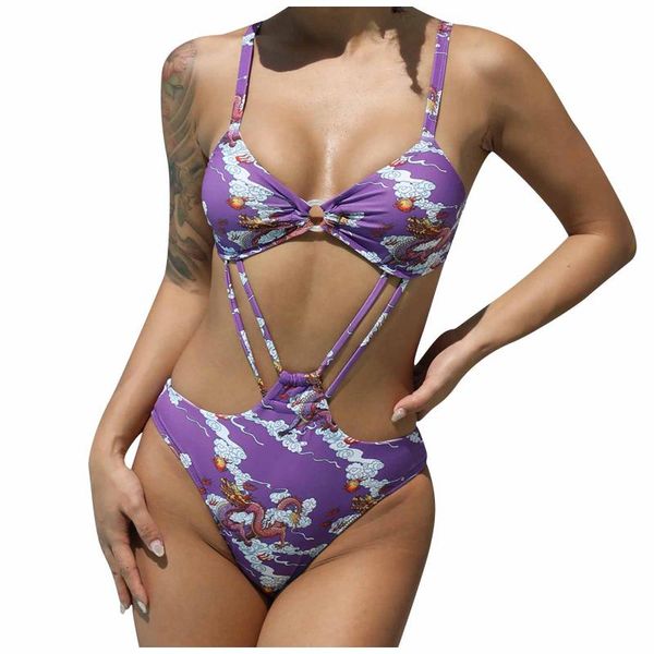 

2021 new fashion bikini suit women's wear with chinese dragon seal swimsuit women swimwear patchwork bikini bathing suit