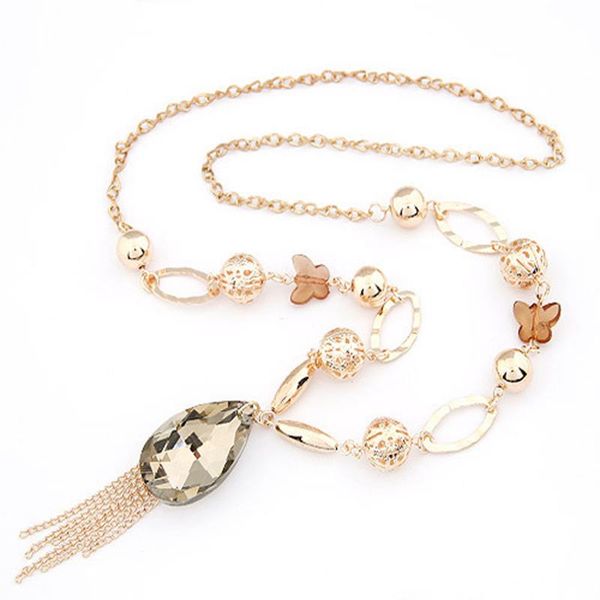 

pendant necklaces yada fashion cute butterfly chain presents&necklace for women party jewelry statement bohemian long necklace se210007, Silver