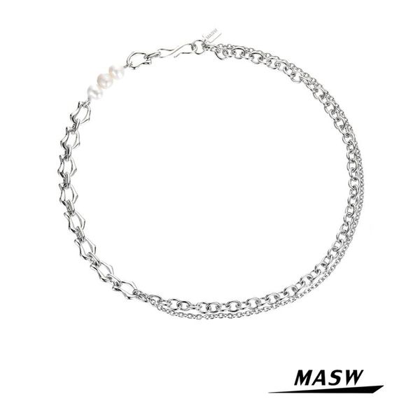 

chokers masw original design one layer chain necklace simply silvery plating geometric asymmetrical short trendy jewelry gift, Golden;silver