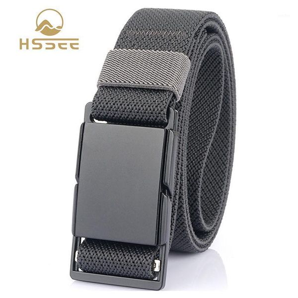 

waist support hssee 2021 3.4cm fashion elastic belt hard metal magnetic buckle quick release tactical outdoor sports accessories1, Black;gray