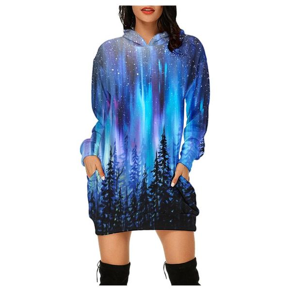 

casual dresses women's dress fashion prints bag hip pocket long sleeves hoodies sweatshirts college style women hoody hooded, Black;gray