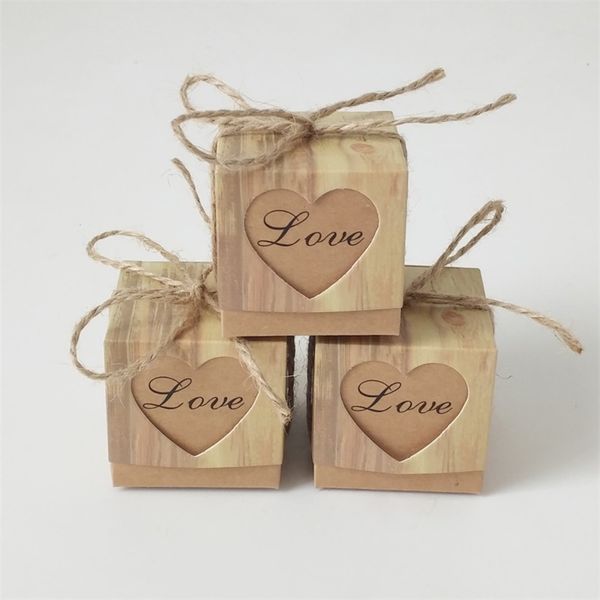 

candy box romantic heart kraft gift bag with burlap twine chic wedding favors gift box supplies 5x5x5cm 179 v2