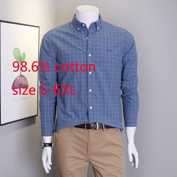 

men's casual shirts arrival cotton men long sleeve micro elastic loose large plaid spring and summer plus size s-xl2xl3xl4xl5xl6xl, White;black