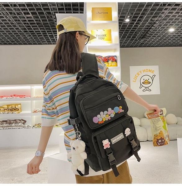 

backpack v0007 - leisure multi-function trend solid color large capacity