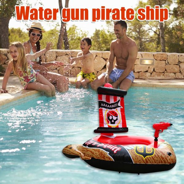 

life vest & buoy kids inflatable swimming ring baby toddler swim seat pirate ship float circle automatic pumping water gun pool
