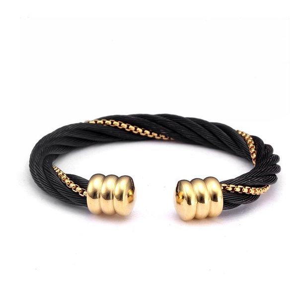 

charm bracelets luxury design stainless steel men male open bangles punk braided cuff sporty pulsera, Golden;silver
