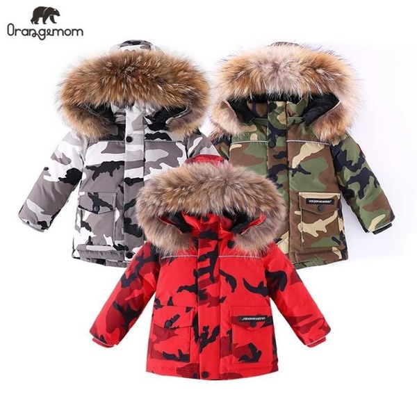 Cappotto invernale di marca Giacca per bambini per vestiti da neonato Camouflage Bambini Impermeabile Bambino Addensare Abbigliamento da neve 211027