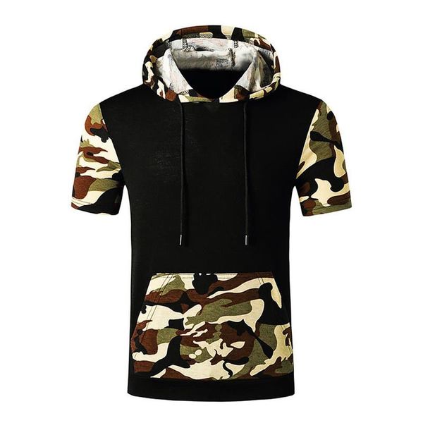 

men's hoodies & sweatshirts mens summer short sleeve shirt gym sports fitness jumper pullover casual, Black