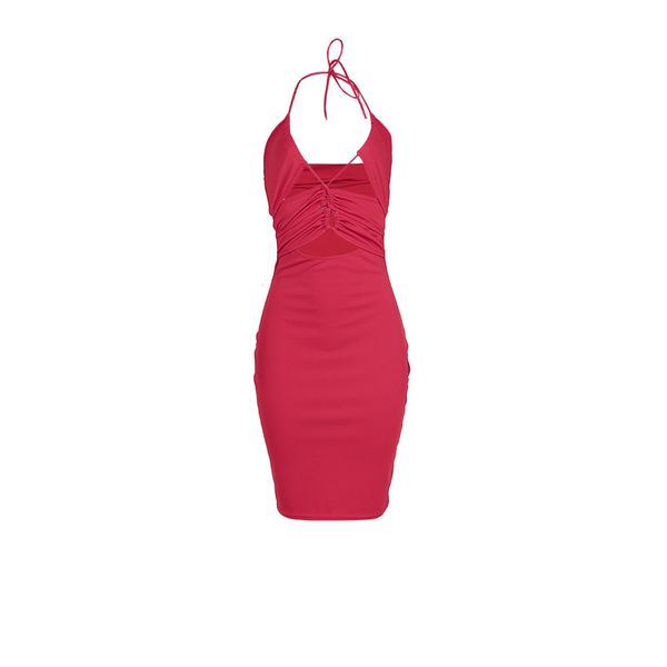 

spring and summer strappy hollow solid color dress irregular backless(the logistics price pls contact us), Black;gray