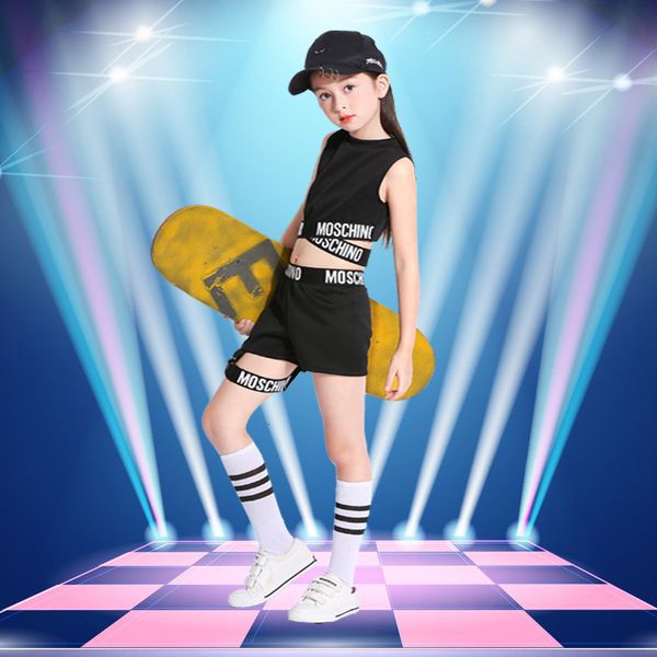 

children sir dance clothing woman suit student the shelf inspire platform performance tide dance clothes, Black;red