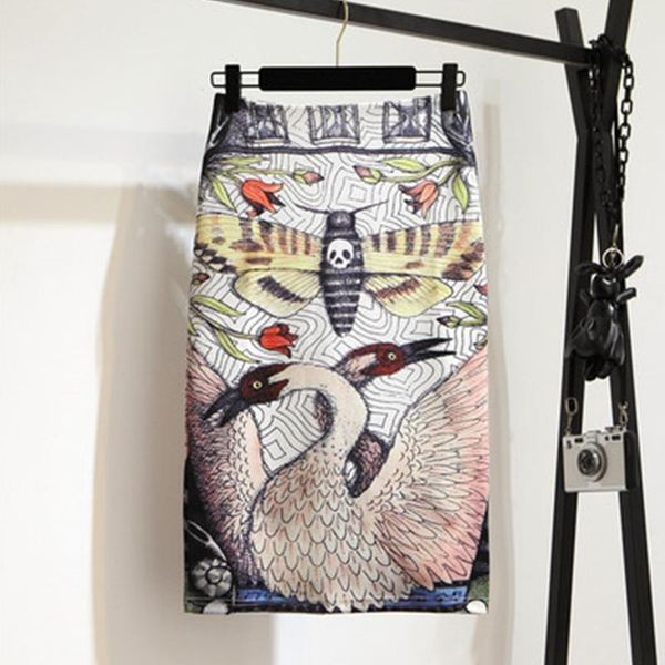 

skirts 2021 spring summer print office pencil skirt fashion high stretch floral women 24-color s-xl yy136, Black