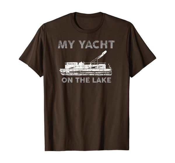 

my yacht on the lake | cute pontoon boat gift t-shirt, White;black