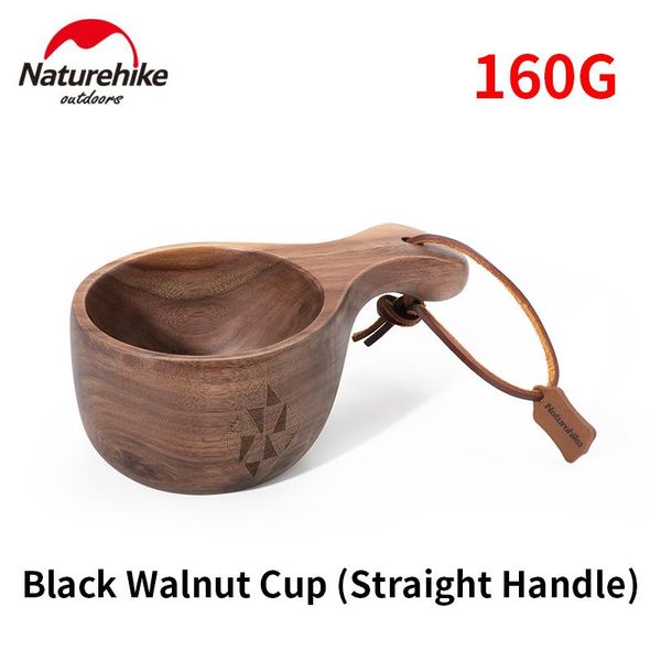 

water bottle naturehike outdoor portable 160ml black walnut cup wooden milk drink hanging rope camping hiking picnic travel