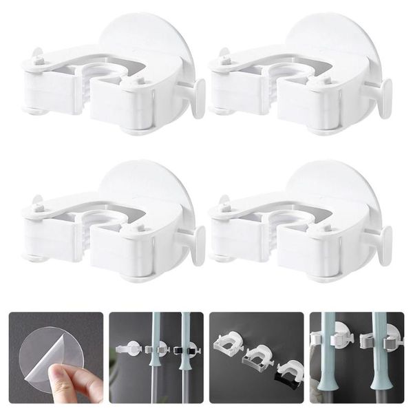 

hooks & rails 4pcs traceless mop holders creative hanging practical clips