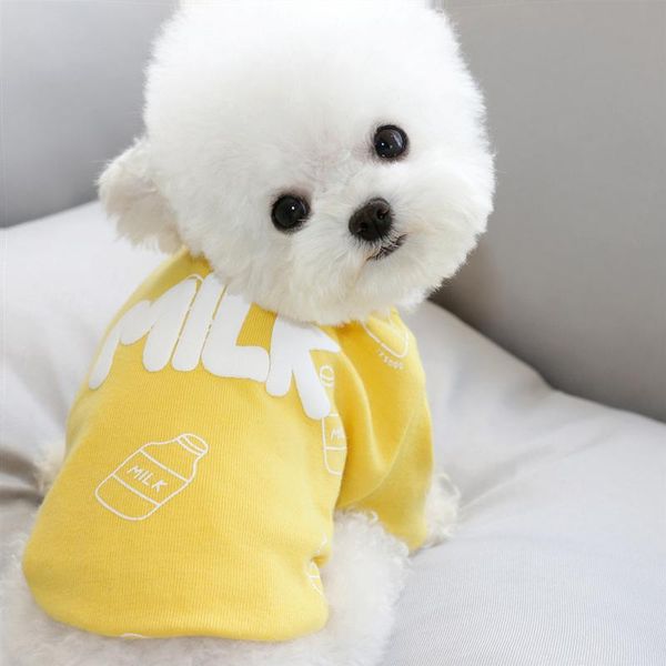 

yellow milk dog clothes autumn pet bottoming shirt puppy warm clothes solid color pet sweater fashion two-legged