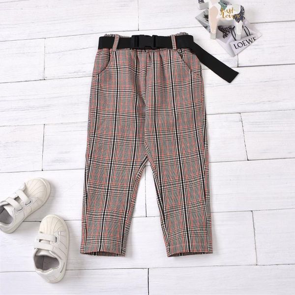 

spring girls pants long pants trousers plaid waistband children clothes, Blue