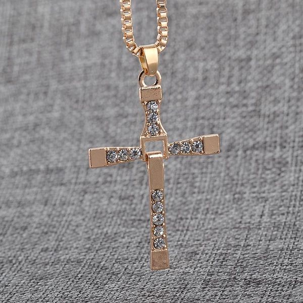

pendant necklaces lucky movie characters logo religion jesus cross zircon necklace love woman mother girl gift wedding blessing jewelry, Silver