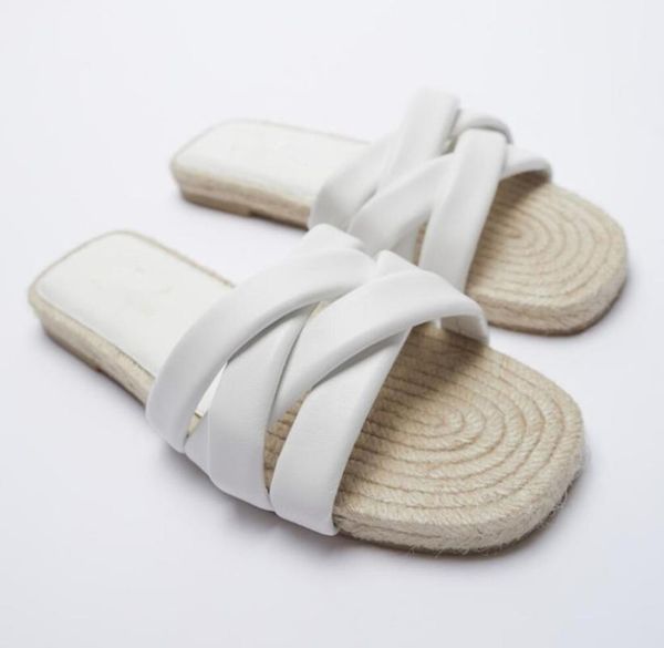 

sandals white flat-bbottomed cross strap twine fashionable and simple one word with back empty slippers female, Black