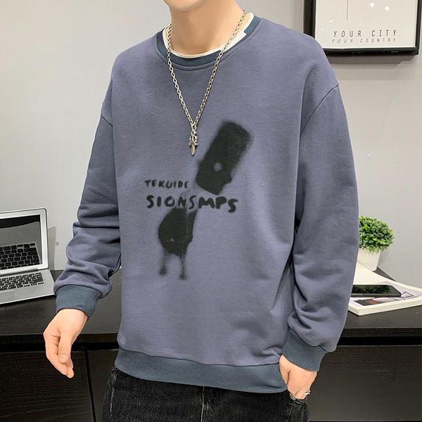 

men's hoodies & sweatshirts fashion brand print grey 2021 spring autumn hip hop loose casual punk streetwear clothes, Black