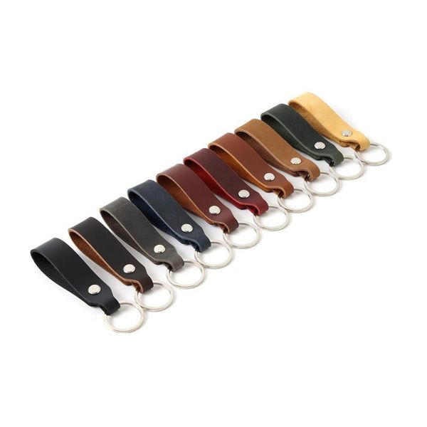 

high-grade cowhide leather car keychain wallet cowhide leather key chain simple waist hanging keychains keyrings k jlleap