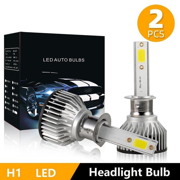 

car headlights 2x h1 led headlight high low beam kit 4000w 30000lm bulbs white 6500k