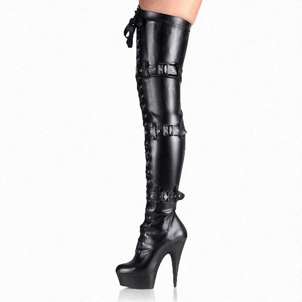 

women pole dance boots 20cm female girls over knee boot super high heel plus size womens waterproof platform shoes, Black
