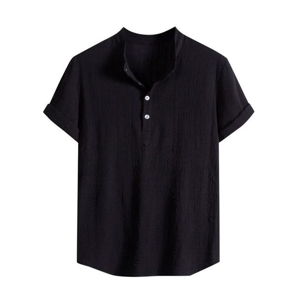 

men's t-shirts leisure simplicity solid shirts summer casual slim linen short sleeve button turn-down shirt blouse basic daily, White;black