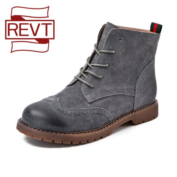 

boots revt 2021 style womens genuine leather fashion frosted cowhide motorcycle shoes, Black