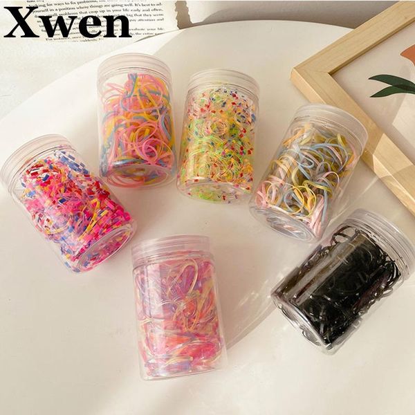 

[xwen] small boxed disposable colorful rubber band women's hairpin strong pull candy color rubber circle head rope oh2044, Slivery;white