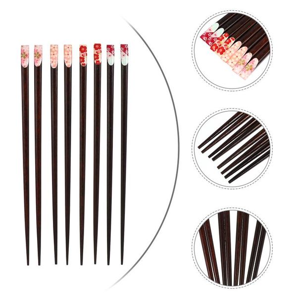 

chopsticks 4 pairs japanese style wood household printed tableware