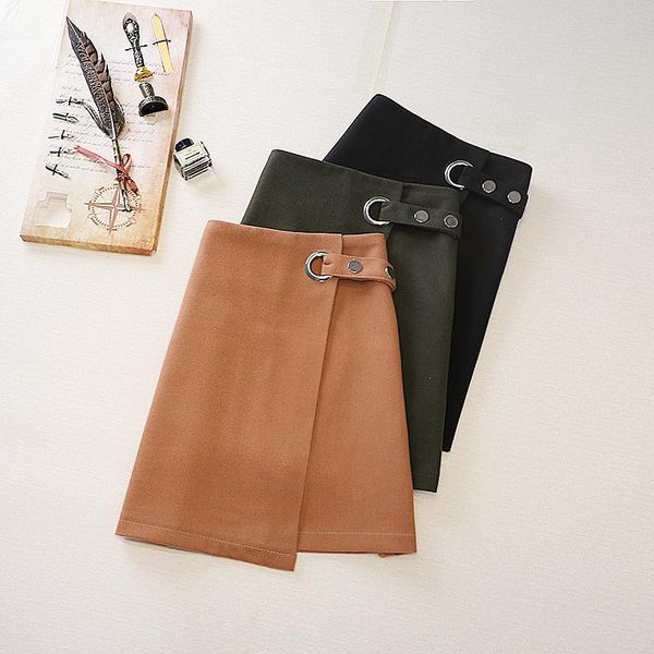 

irregular tweed skirt autumn and winter new light proof short skirt korean black high waist split buttock