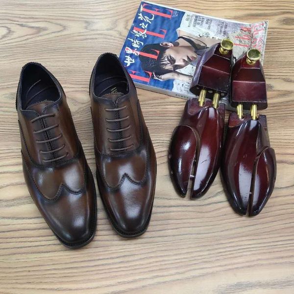 

dress shoes al4 overseas men's brock carved formal business leather, Black