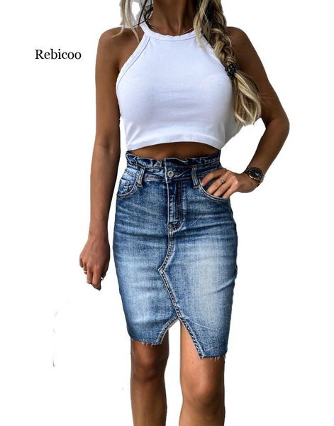 

skirts retro denim skirt high waist buttock slim jeans stretch bodycon mini s-xl, Black