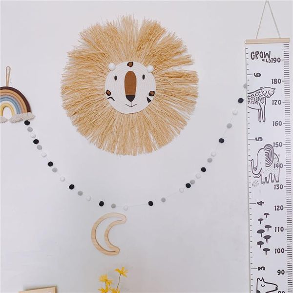 

decorative objects & figurines ins nordic hand woven cartoon lion hanging decorations cotton thread weaving animal head ornament children ro