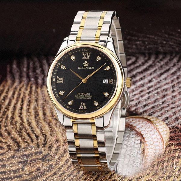 

wristwatches fashion brand reginald quartz stainless steel watches men women couple luxury 3atm waterproof business watch relogio masculino, Slivery;brown
