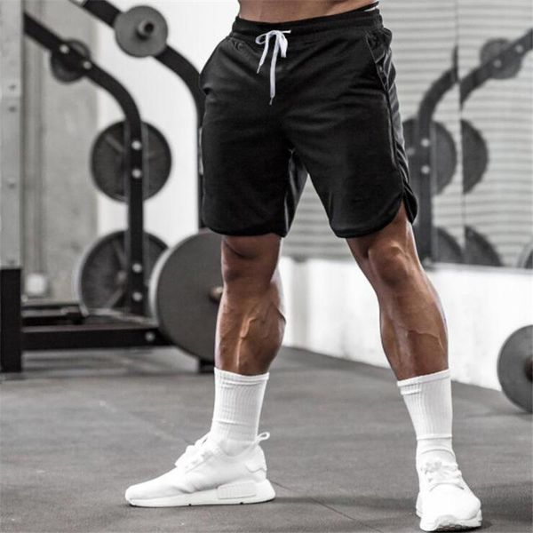 

men's shorts summer running polyester sports quick dry zipper pocket for training gym basketball jogging pants, White;black
