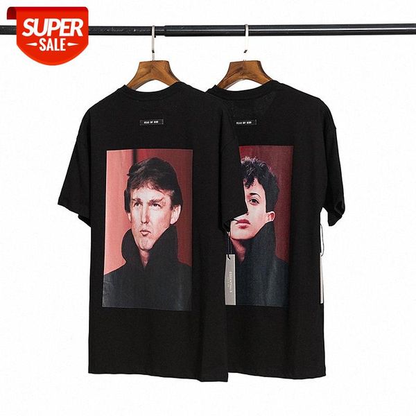 

streetwear men fear of god double line character p print high street oversize short-sleeved t-shirt bottoming shirt #wf5e, White;black