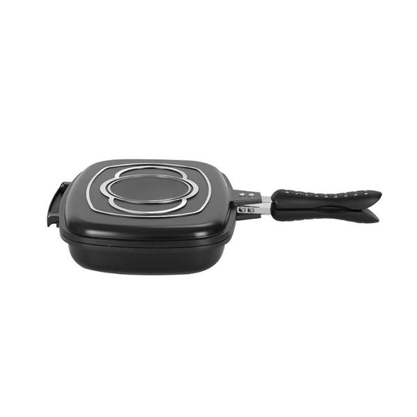 

pans indoor outdoor easy clean omelette tray frying pan sandwich toaster home kitchen non stick square camping cooking double sided