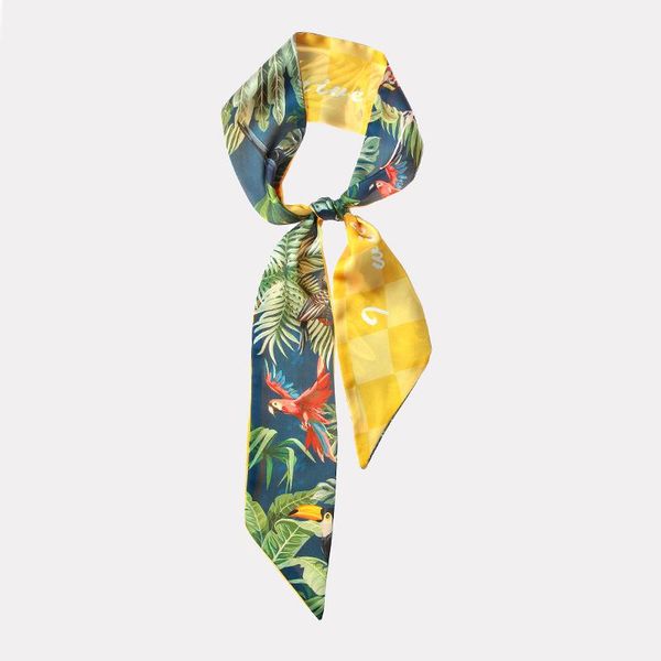 

scarves spring and autumn floral print silk square scarf hair tie women's accessories headscarf headband gift decoration sj427, Blue;gray