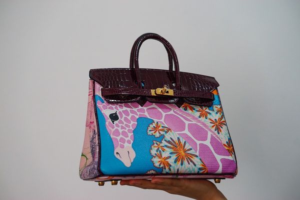 

wholesale fully handmade graffiti crocodile with togo inspire purse25cm, also have size 30cm with different price,fast delivery