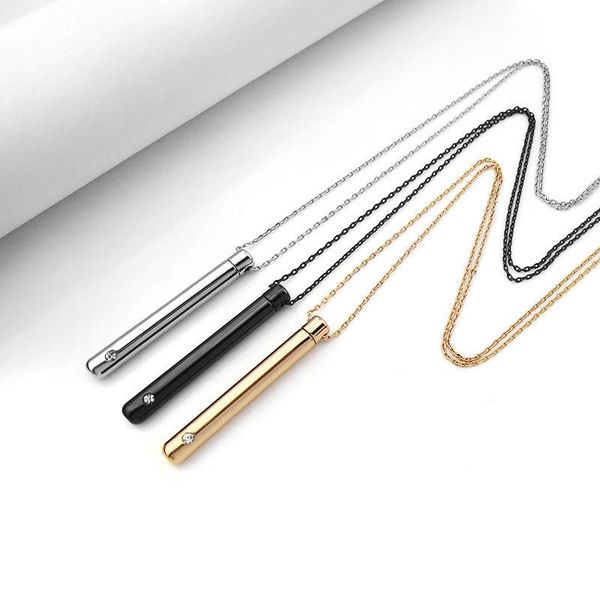 

pendant necklaces hollow tube ashes keepsake men stainless steel pendants for women 20" chain casual jewelry, Silver